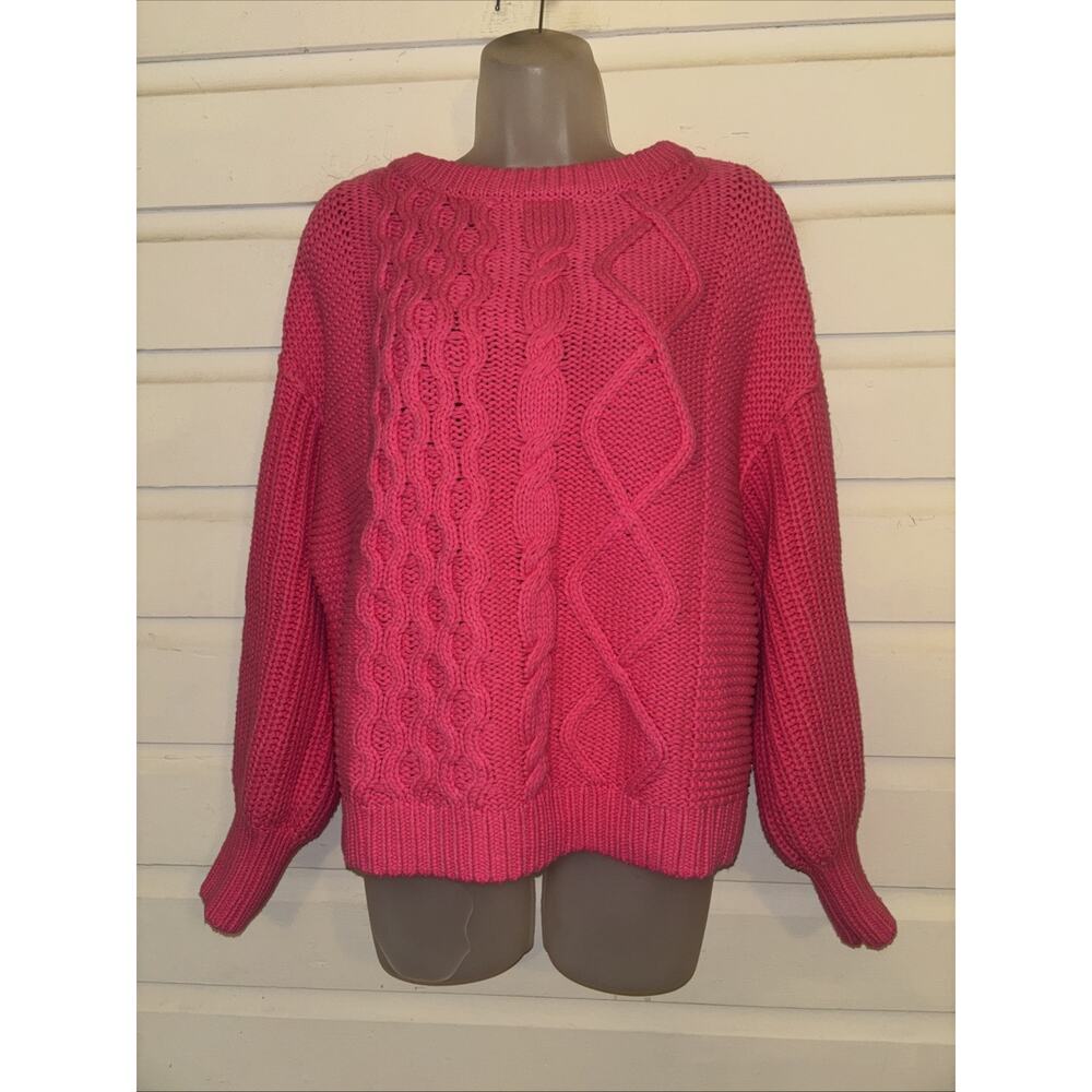 Free People Cotton Blend Long Sleeve Cable Knit Sweater Size XS